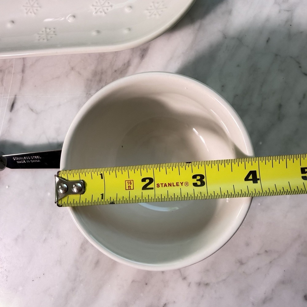 Temp-tations Seasonal Holiday 14" Platter Tray Ramekin Spreader Set White New - Picture 9 of 11